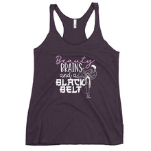 Load image into Gallery viewer, Beauty Brains And A Black Belt Women's Racerback Tank