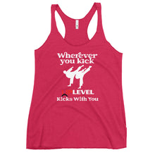 Load image into Gallery viewer, Wherever You Kick UpLevel Kicks With You Women's Racerback Tank