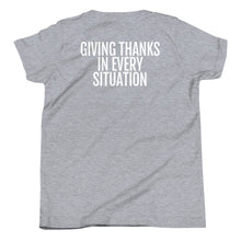 Load image into Gallery viewer, Youth Life Skill: Gratitude Short Sleeve Unisex T-Shirt (Two Sided)