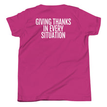 Load image into Gallery viewer, Youth Life Skill: Gratitude Short Sleeve Unisex T-Shirt (Two Sided)