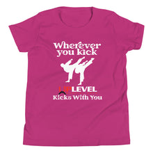 Load image into Gallery viewer, Wherever You Kick UpLevel Kicks With You Youth Short Sleeve T-Shirt
