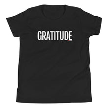 Load image into Gallery viewer, Youth Life Skill: Gratitude Short Sleeve Unisex T-Shirt (Two Sided)