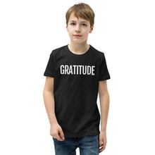 Load image into Gallery viewer, Youth Life Skill: Gratitude Short Sleeve Unisex T-Shirt (Two Sided)