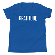 Load image into Gallery viewer, Youth Life Skill: Gratitude Short Sleeve Unisex T-Shirt (Two Sided)